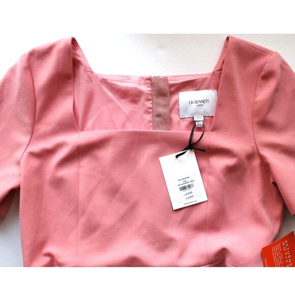 LK BENNETT Leonora Pink Shift Dress / Size 12 / Pink Crepe Belted Work - Picture 7 of 8